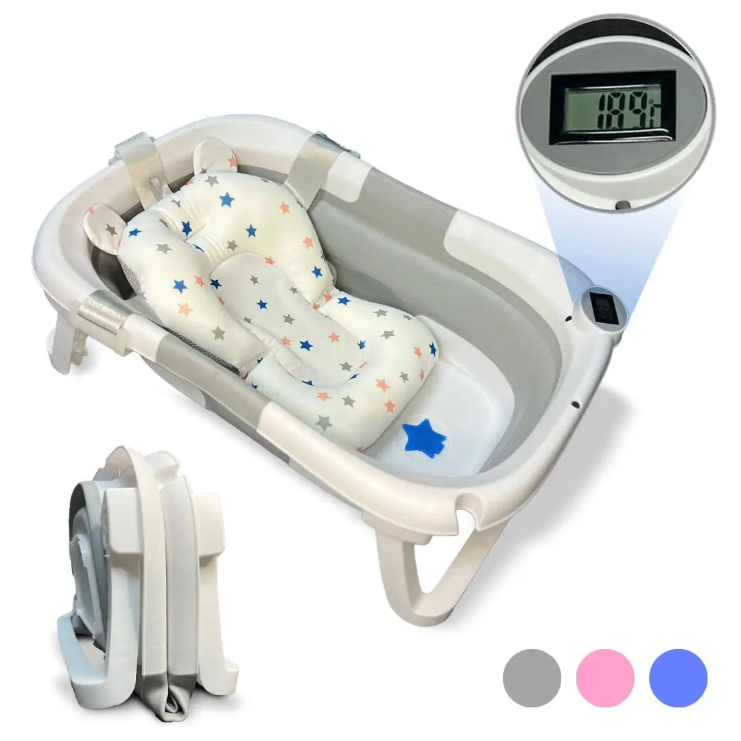 Vasca per bambini pieghevole portatile da bagno con termometro integrato
