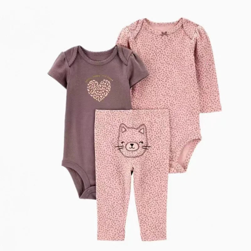3pcs Baby Girl Conjunto de ropa de algodón de otoño