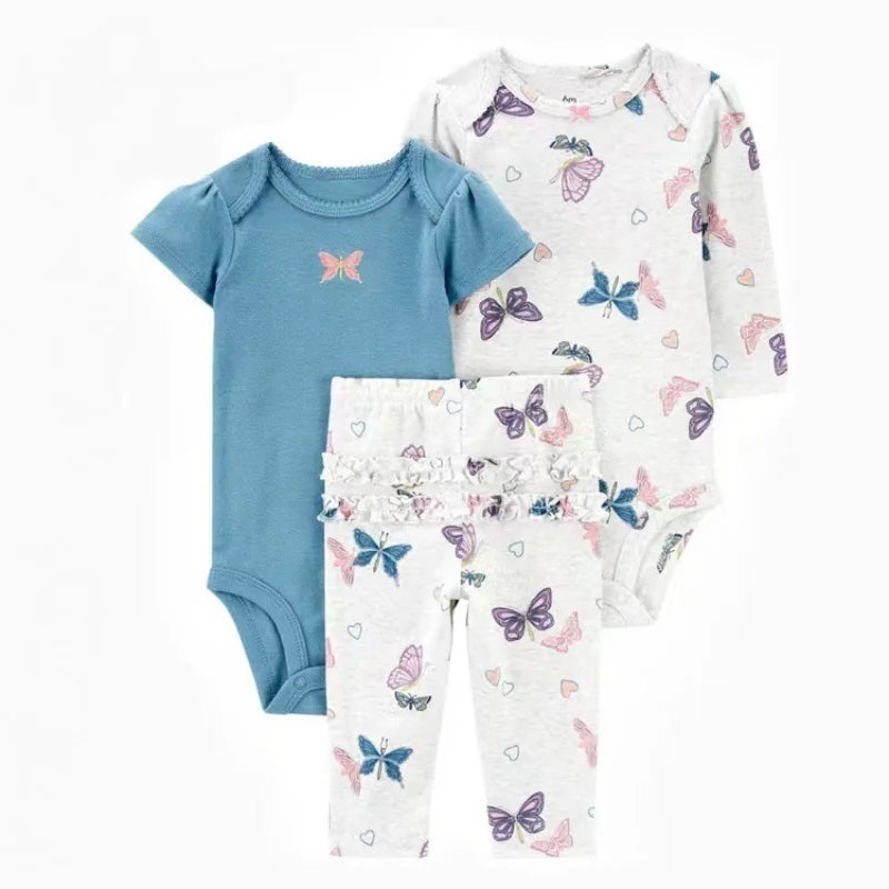 3pcs Baby Girl Conjunto de ropa de algodón de otoño