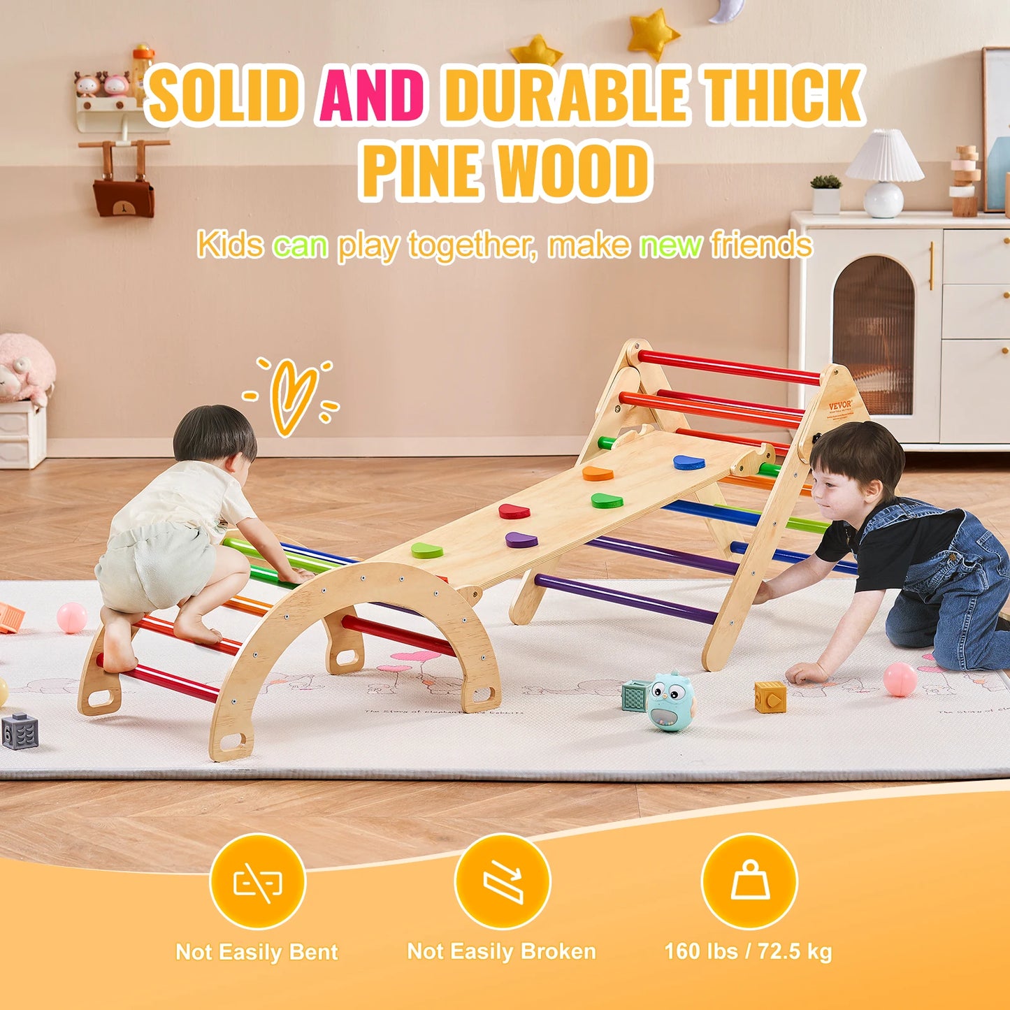 Set de triángulo Pikler 5-in-1 5-in-1-Aventura interior para niños pequeños