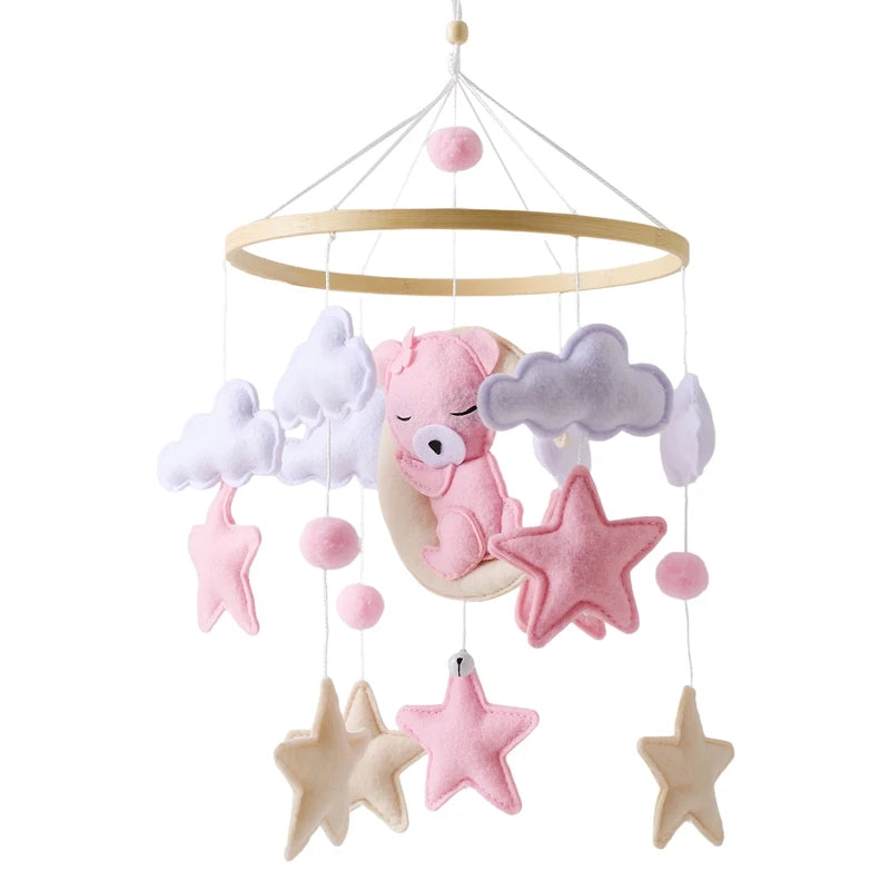 Móvil de cuna de osito de peluche rosa