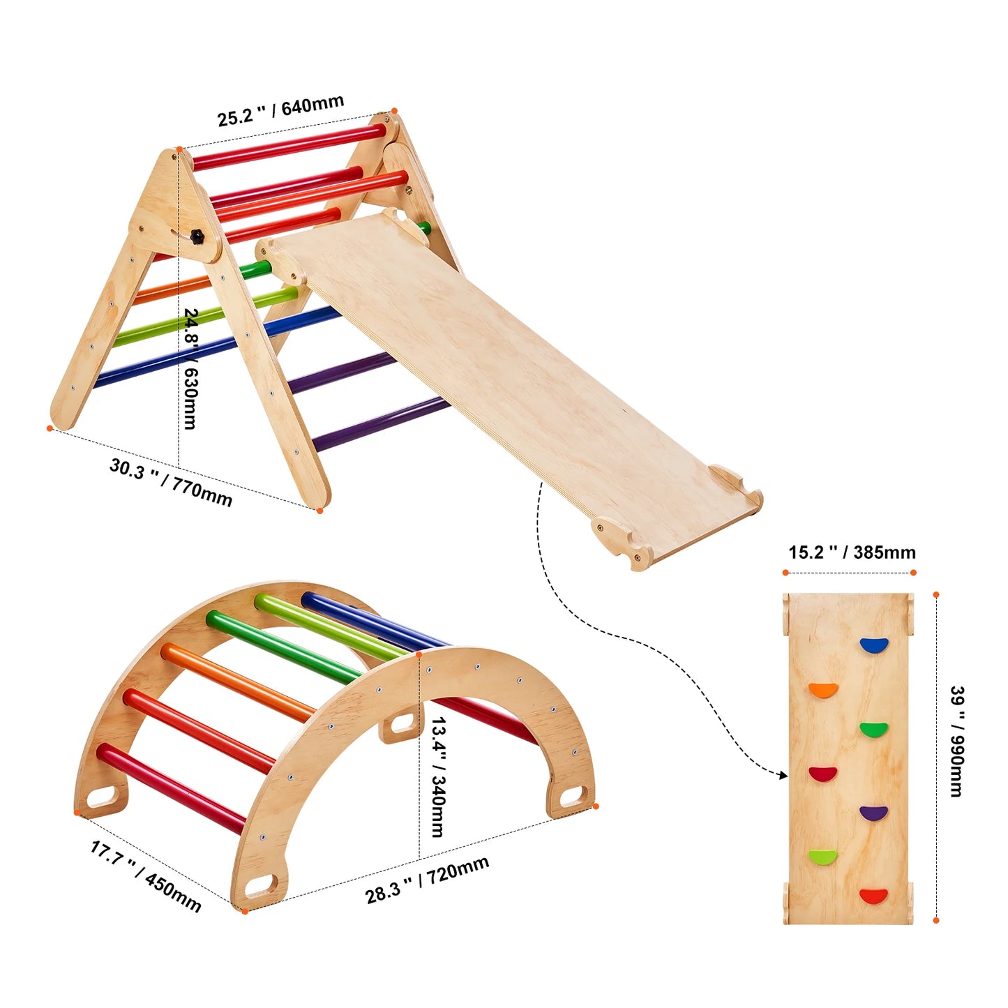 Set de triángulo Pikler 5-in-1 5-in-1-Aventura interior para niños pequeños