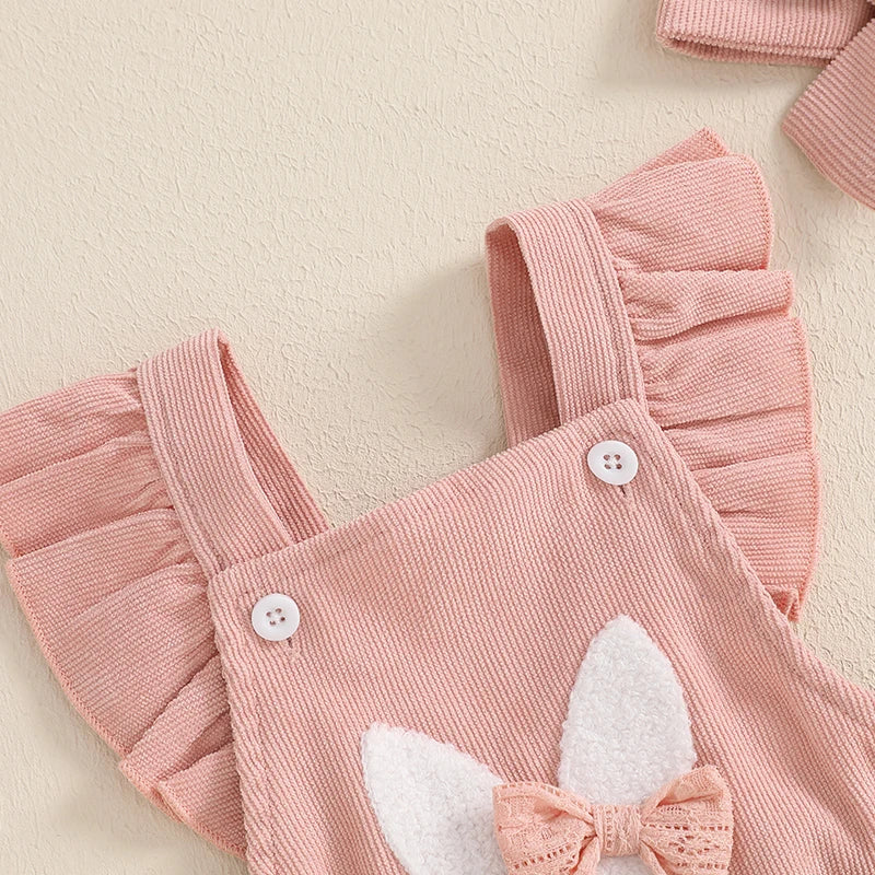 Combinaison de manche à volants à imprimé de lapin et bandeau