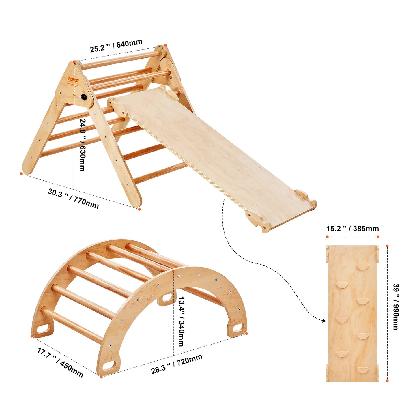 Set de triángulo Pikler 5-in-1 5-in-1-Aventura interior para niños pequeños