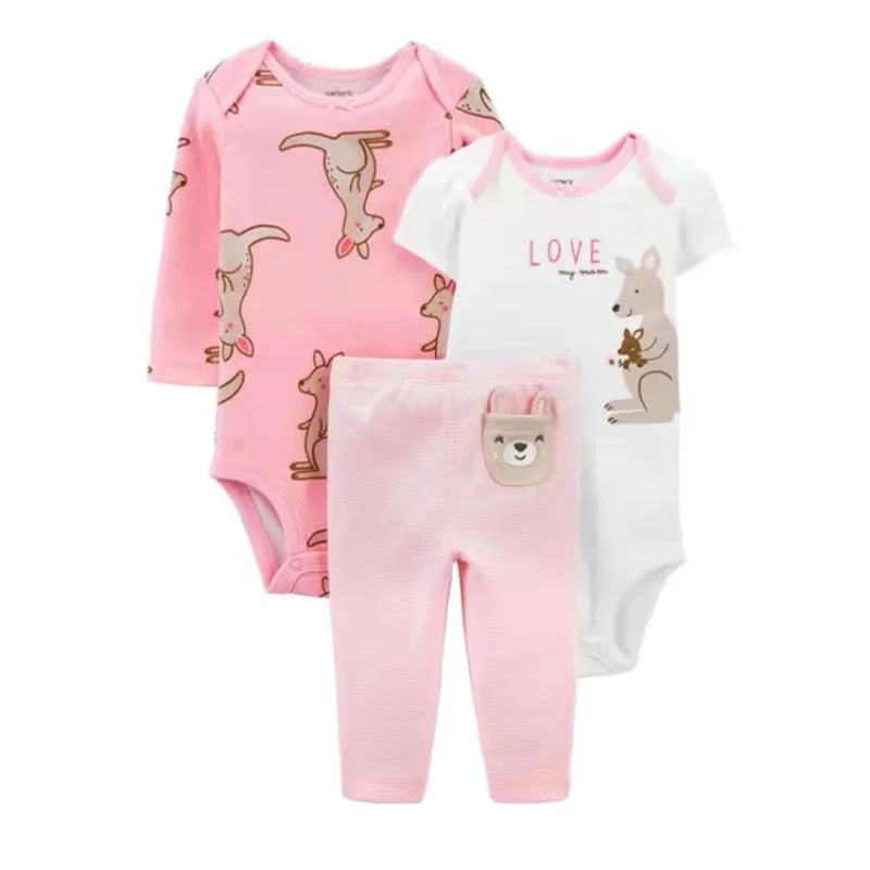 3pcs Baby Girl Conjunto de ropa de algodón de otoño