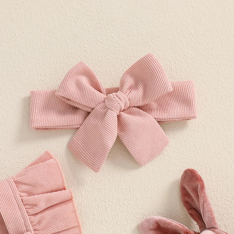 Combinaison de manche à volants à imprimé de lapin et bandeau
