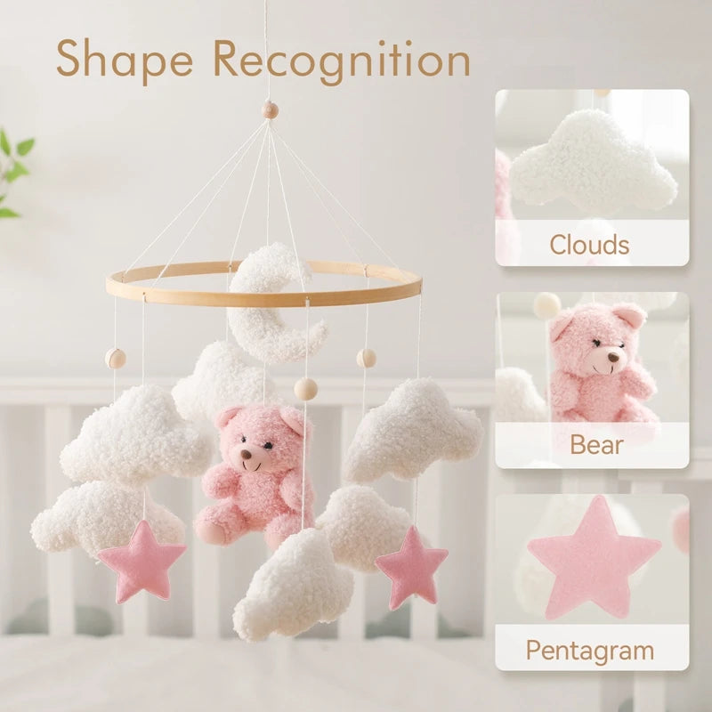 Móvil de cuna de osito de peluche rosa