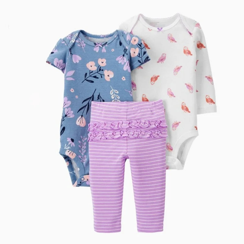3pcs Baby Girl Conjunto de ropa de algodón de otoño