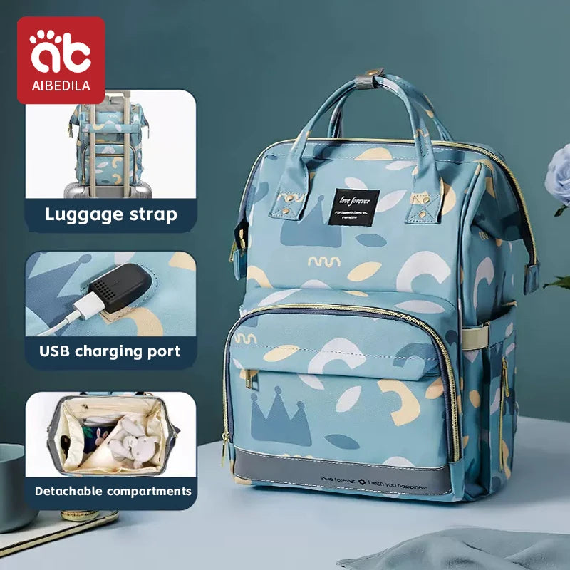 AIBEDILA Large Capacity Diaper Bag Backpack