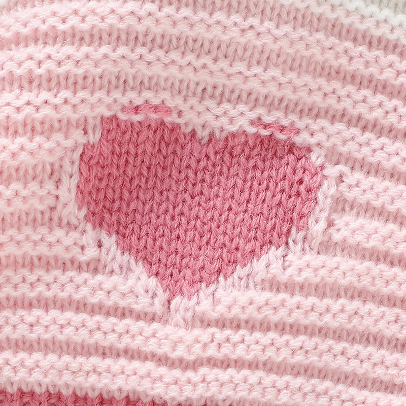 Cardigan a maglia a strisce rosa