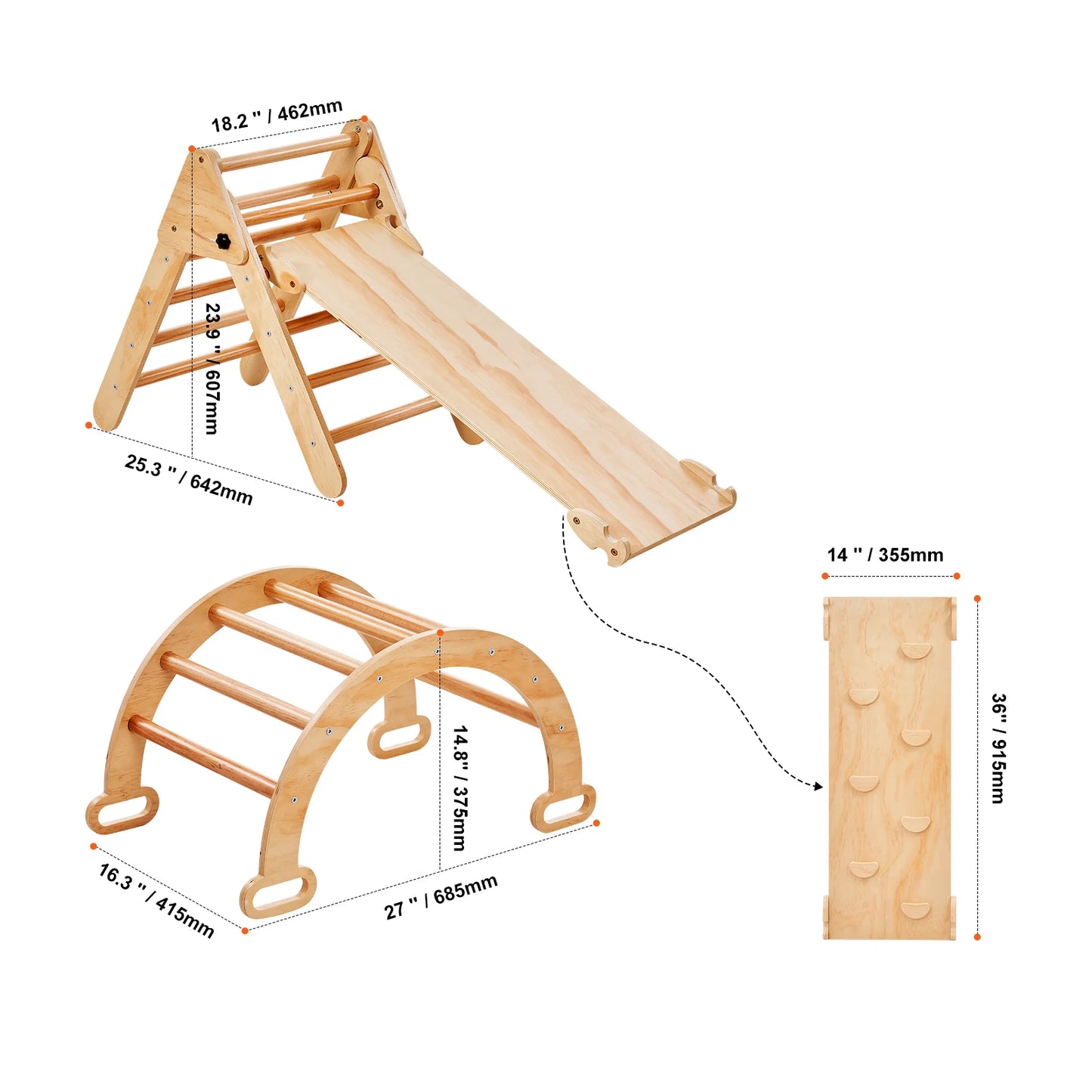 Set de triángulo Pikler 5-in-1 5-in-1-Aventura interior para niños pequeños