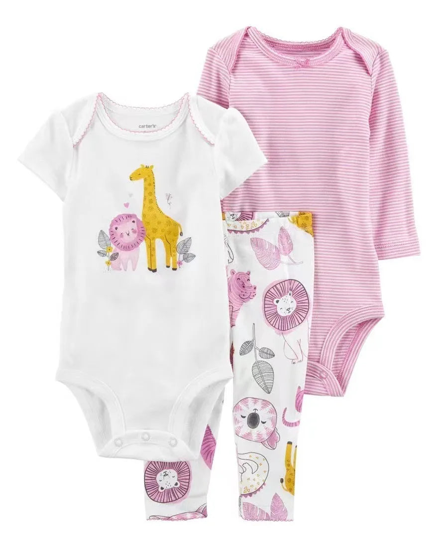 3pcs Baby Girl Conjunto de ropa de algodón de otoño
