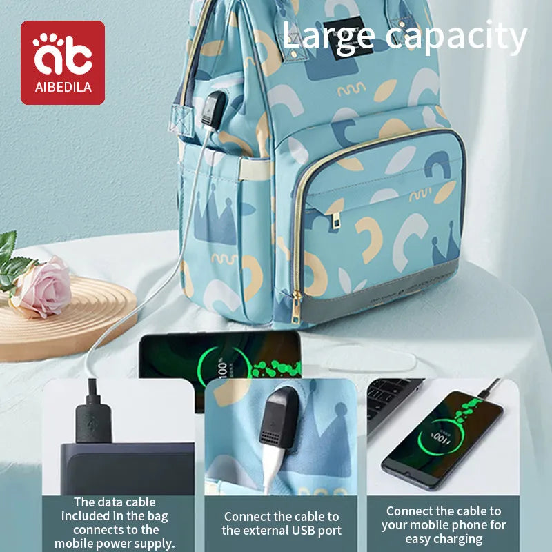 AIBEDILA Large Capacity Diaper Bag Backpack