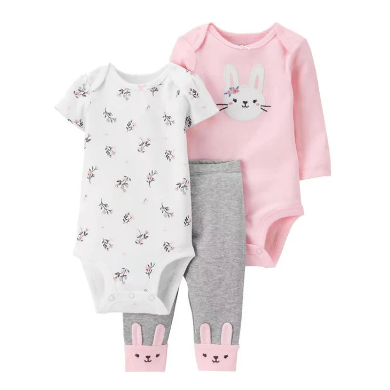 3pcs Baby Girl Conjunto de ropa de algodón de otoño
