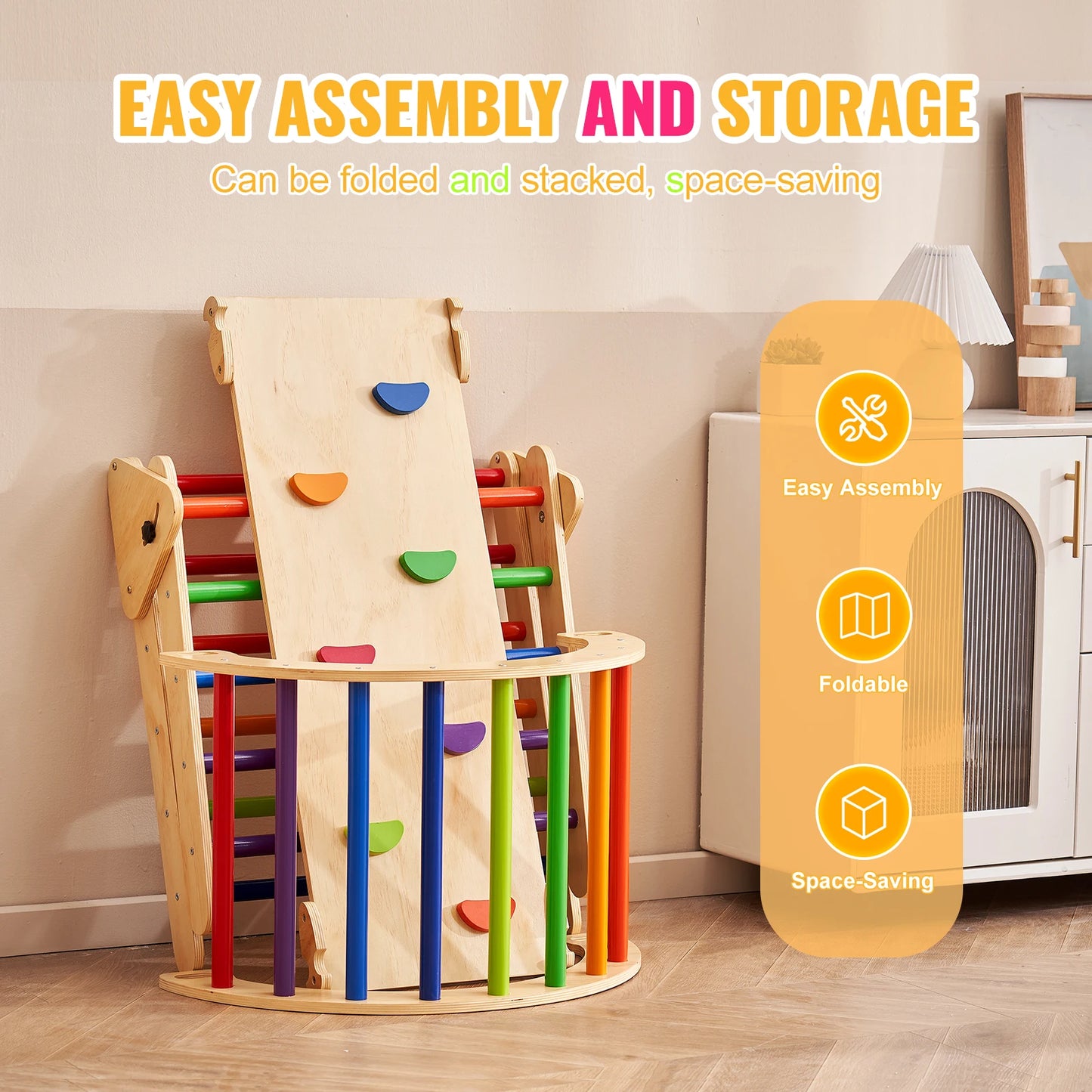 Set de triángulo Pikler 5-in-1 5-in-1-Aventura interior para niños pequeños