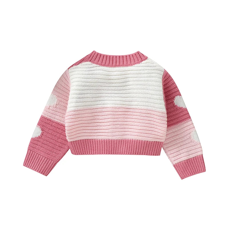 Cardigan a maglia a strisce rosa