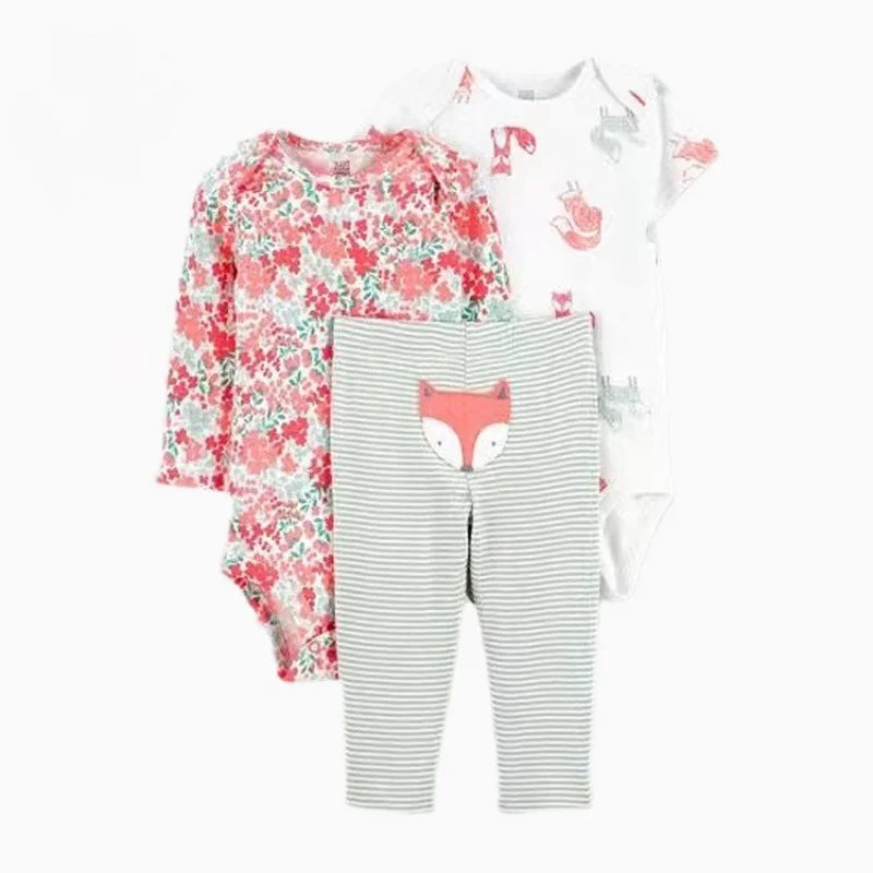 3pcs Baby Girl Conjunto de ropa de algodón de otoño