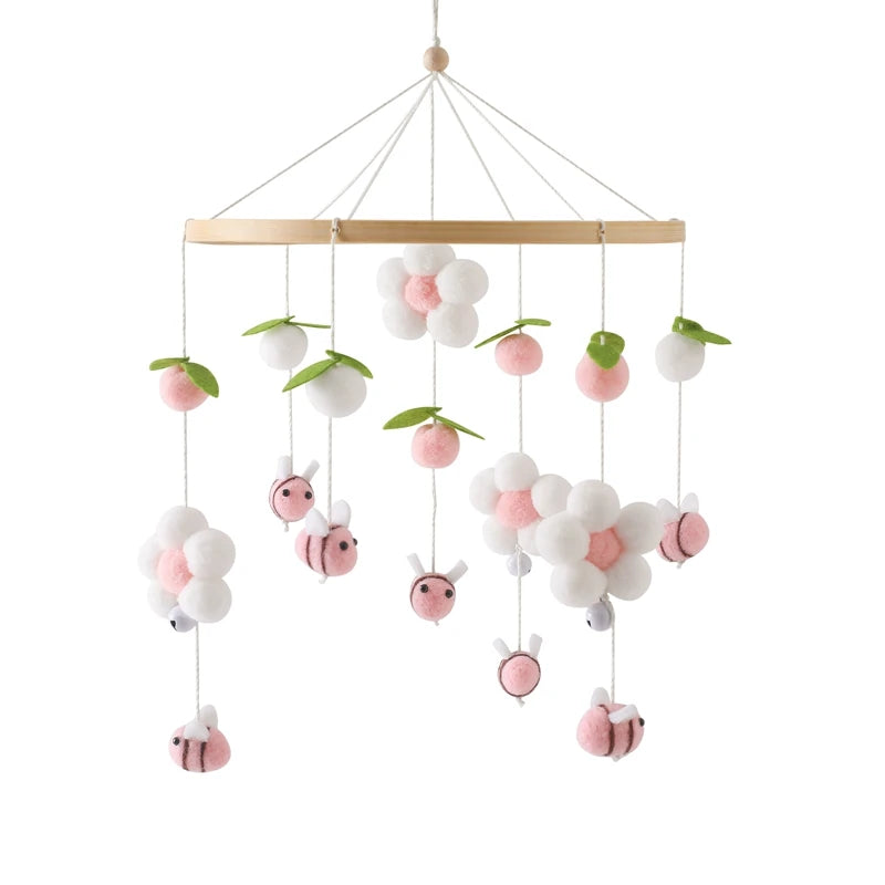 Móvil de cuna de osito de peluche rosa