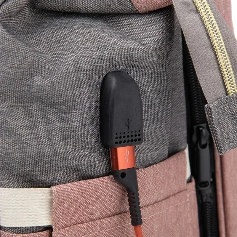 Portable Mommy Backpack with Folding Crib