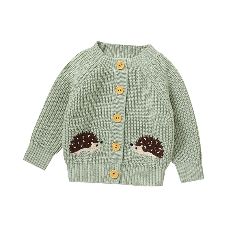 Twin Hedgehog Button-Up Cardigan