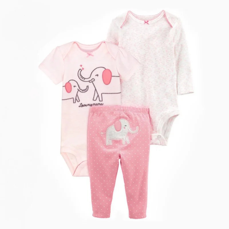 3pcs Baby Girl Conjunto de ropa de algodón de otoño
