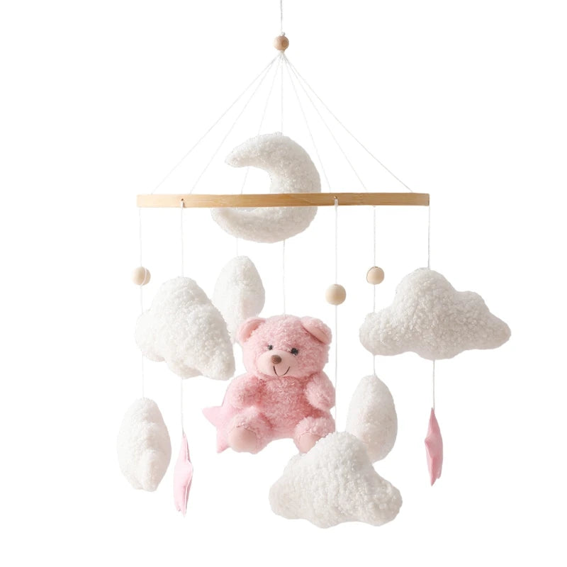 Móvil de cuna de osito de peluche rosa
