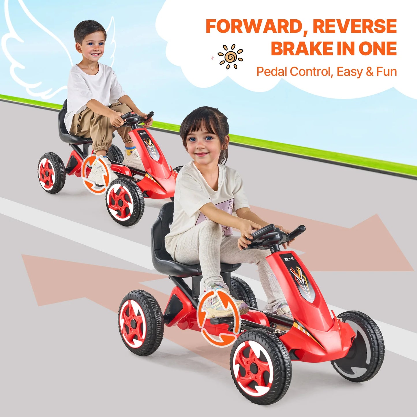 Pedal para niños Go Kart 4 ruedas Coche de pedal fuera de carretera para niños y niñas