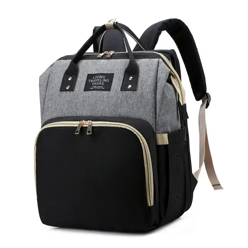 Portable Mommy Backpack with Folding Crib