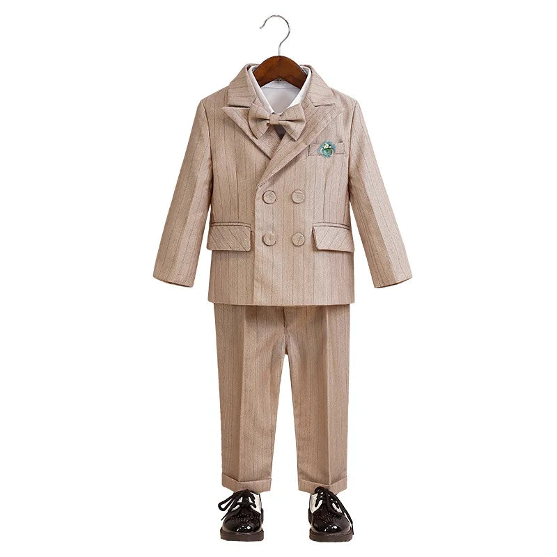 Niños niños de color rayado de color caqui conjunto de lujo formal