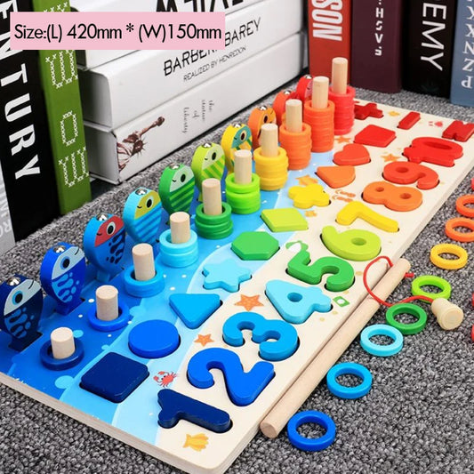 Puzzle di pesca e conteggio in legno Montessori