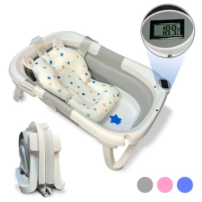 Vasca per bambini pieghevole portatile da bagno con termometro integrato