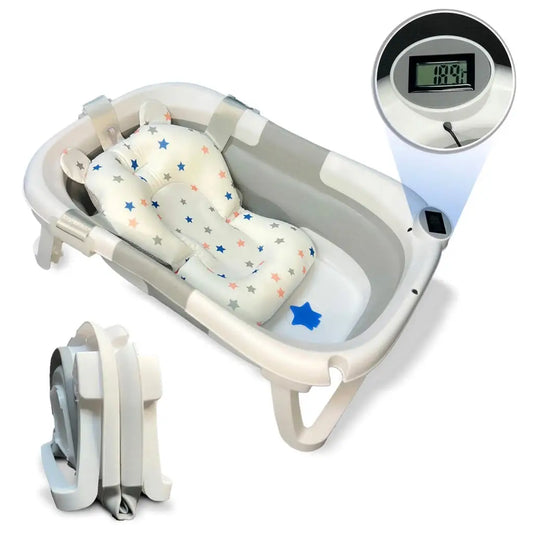 Vasca per bambini pieghevole portatile da bagno con termometro integrato