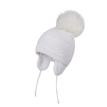 Bebé cálido tejido con pom-pom grande 
