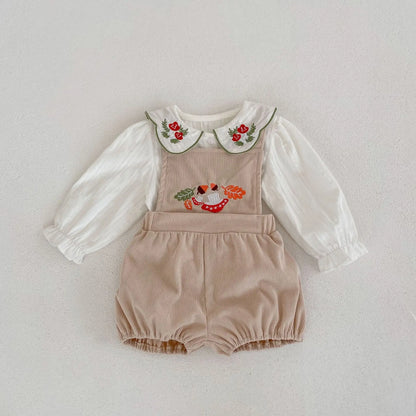 Atuendo de bebé bordado de hongos vintage 