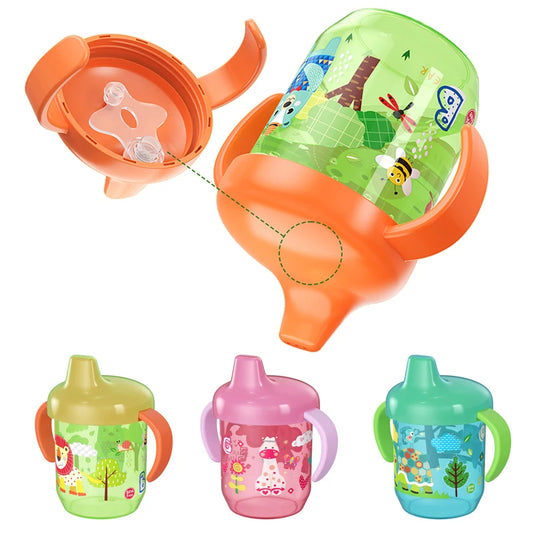 Copa bebida para bebés con doble manija y tapa de flip