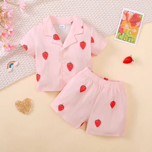 Set di pigiama per bambini con stampa alla fragola