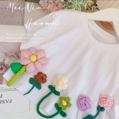 T-shirt per bambini Treidimensionale Flower Short
