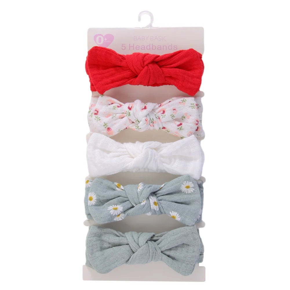 5 pezzi set di fascia di cotone mussola per bambini