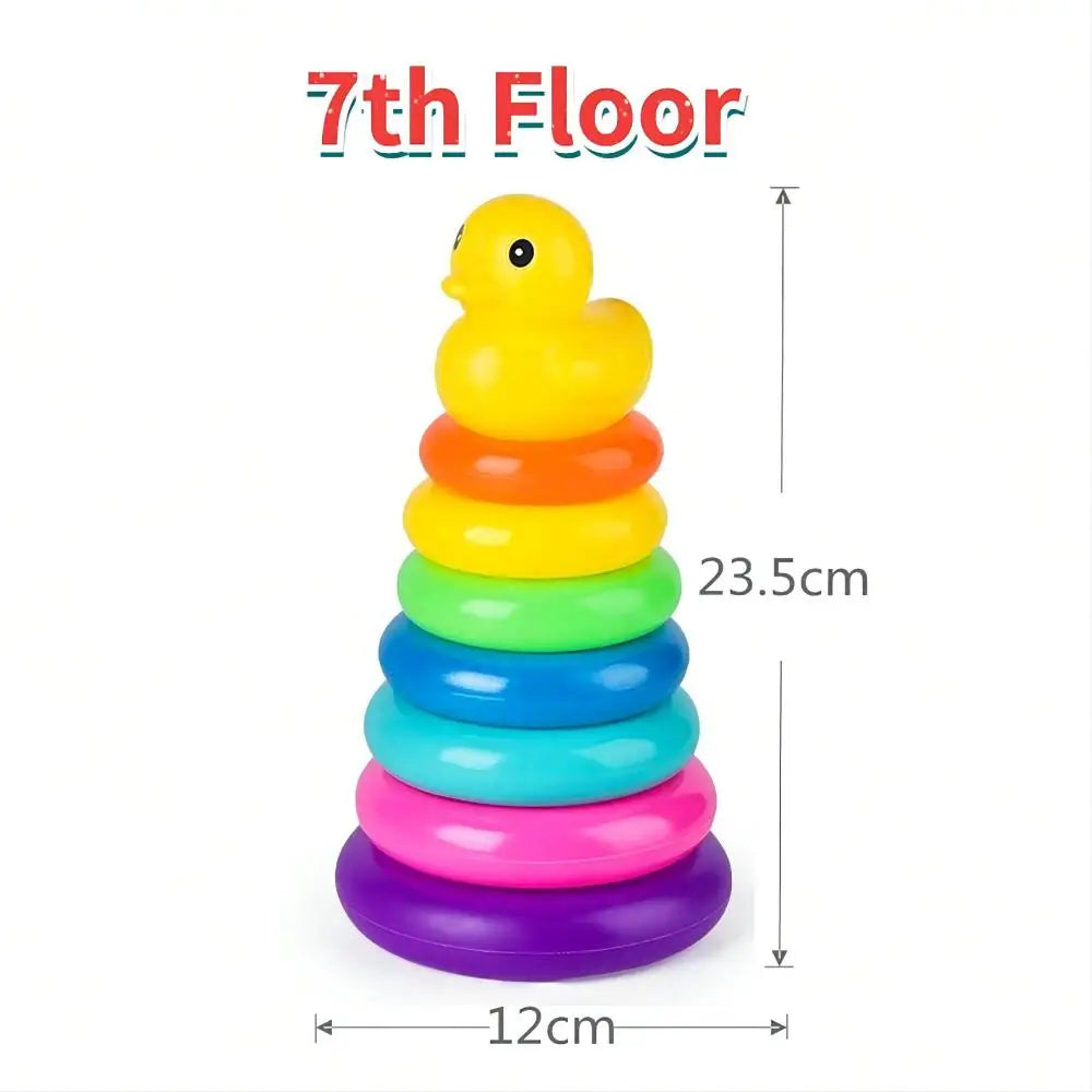 Torre de anillo de arcoiris con pato 