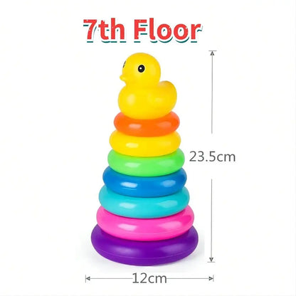 Torre de anillo de arcoiris con pato 