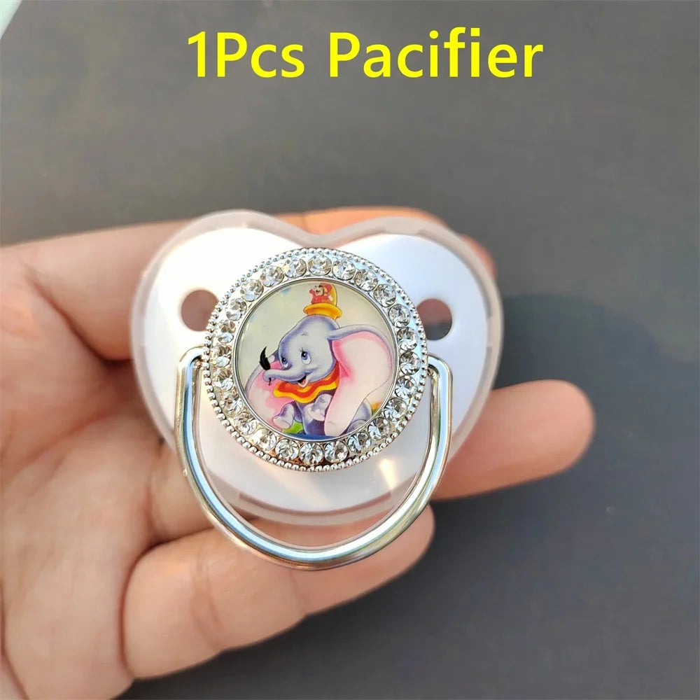 Dumbo Rhinestone Pacificier et chaîne