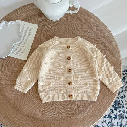 Pom-Pom Knit Baby Cardigan 