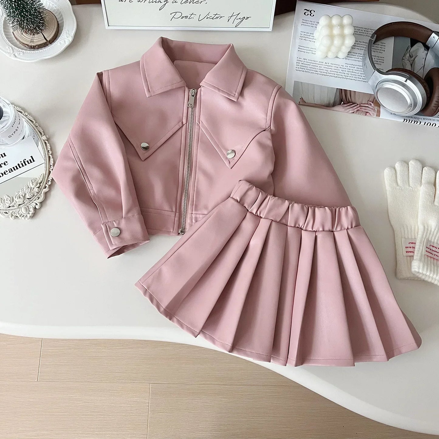 Girls’ Faux Leather Two-Piece Set
