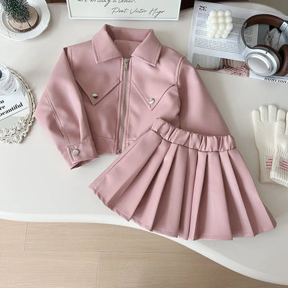 Girls’ Faux Leather Two-Piece Set