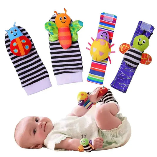 4pcs Baby Development Socks & Pollo Rattles 