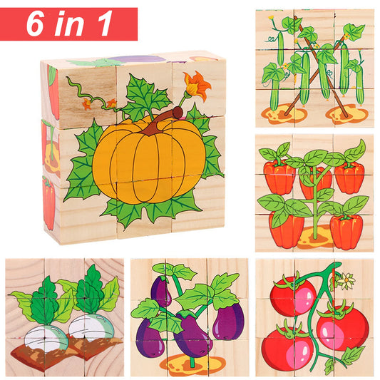 Blocchi di puzzle di animali in legno