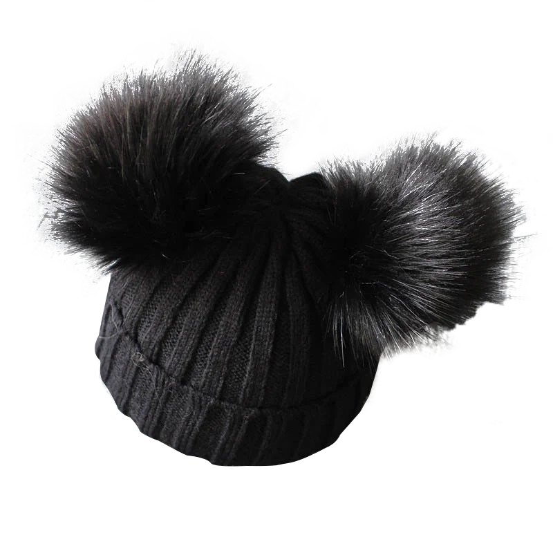Doppio berretto a maglia Pom-Pom 