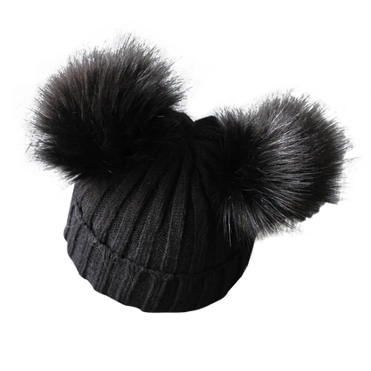 Doppio berretto a maglia Pom-Pom 