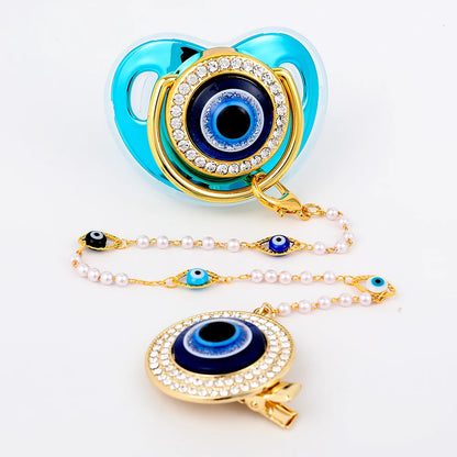 Elegant Evil Eye Eye Pacifier & Chain Set