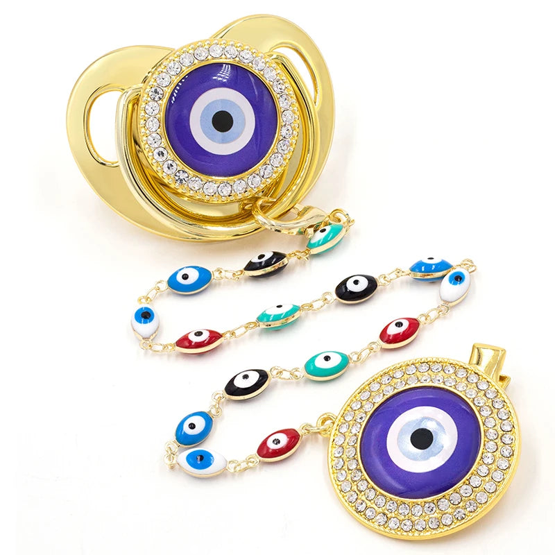 Elegant Evil Eye Eye Pacifier & Chain Set